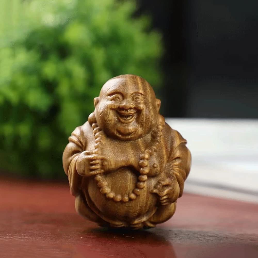 Amazon.co.jp: 七福神 布袋 天然緑檀木 仏像 布袋の置物 可愛い 木彫り